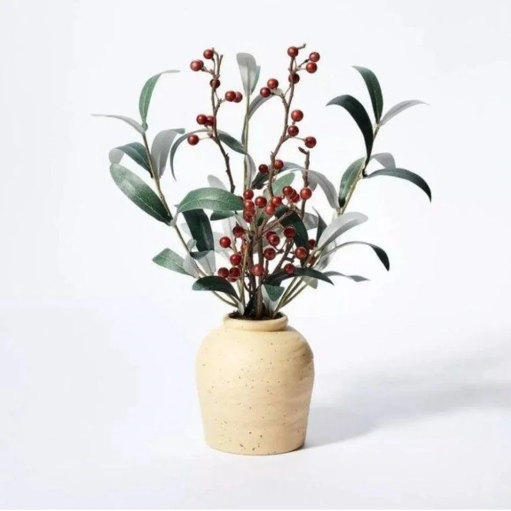 Studio McGee Artificial Red Berry Plant Arrangement.